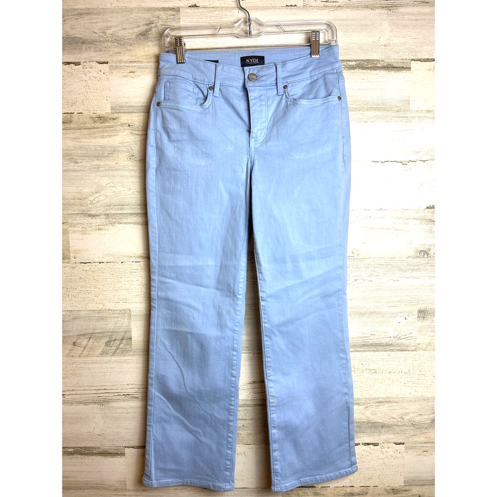 NYDJ Womens 2 Light Blue Marilyn Straight Leg Zip Ankle Jeans